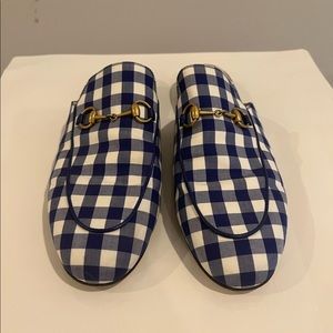 Gucci Slides - blue Gingham